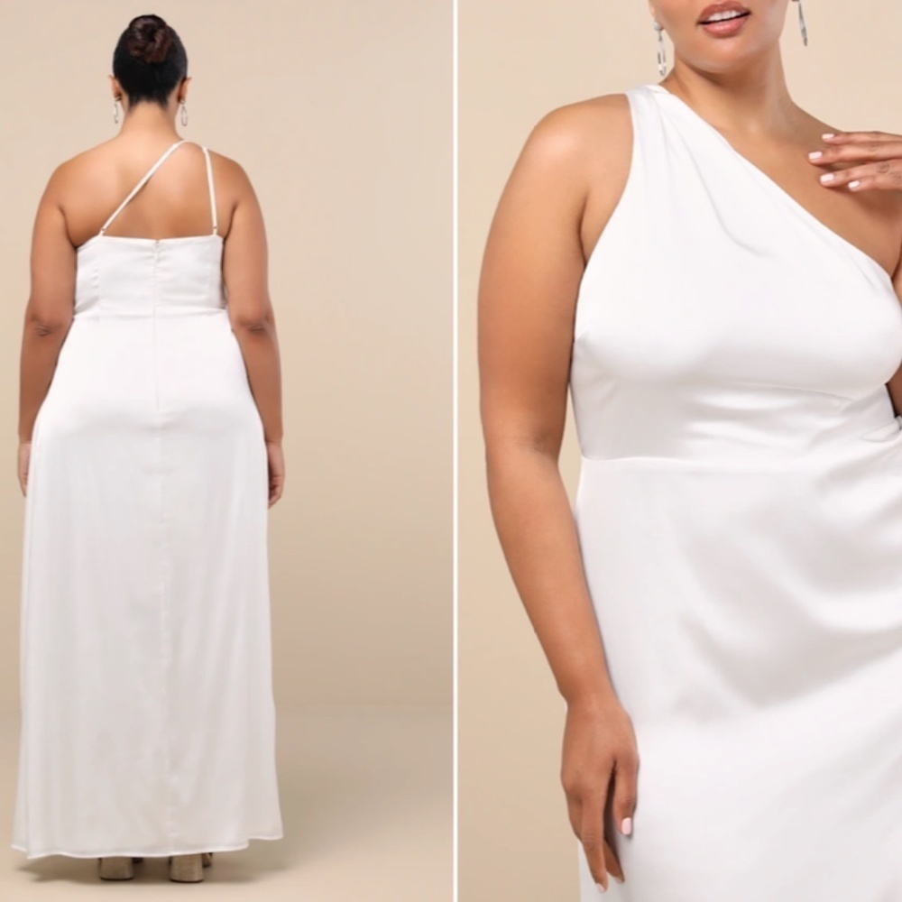 LULUS Bridal Wedding Shower Reception Bachelorette Sexy Flowy Romantic Satin Max - Picture 6 of 9